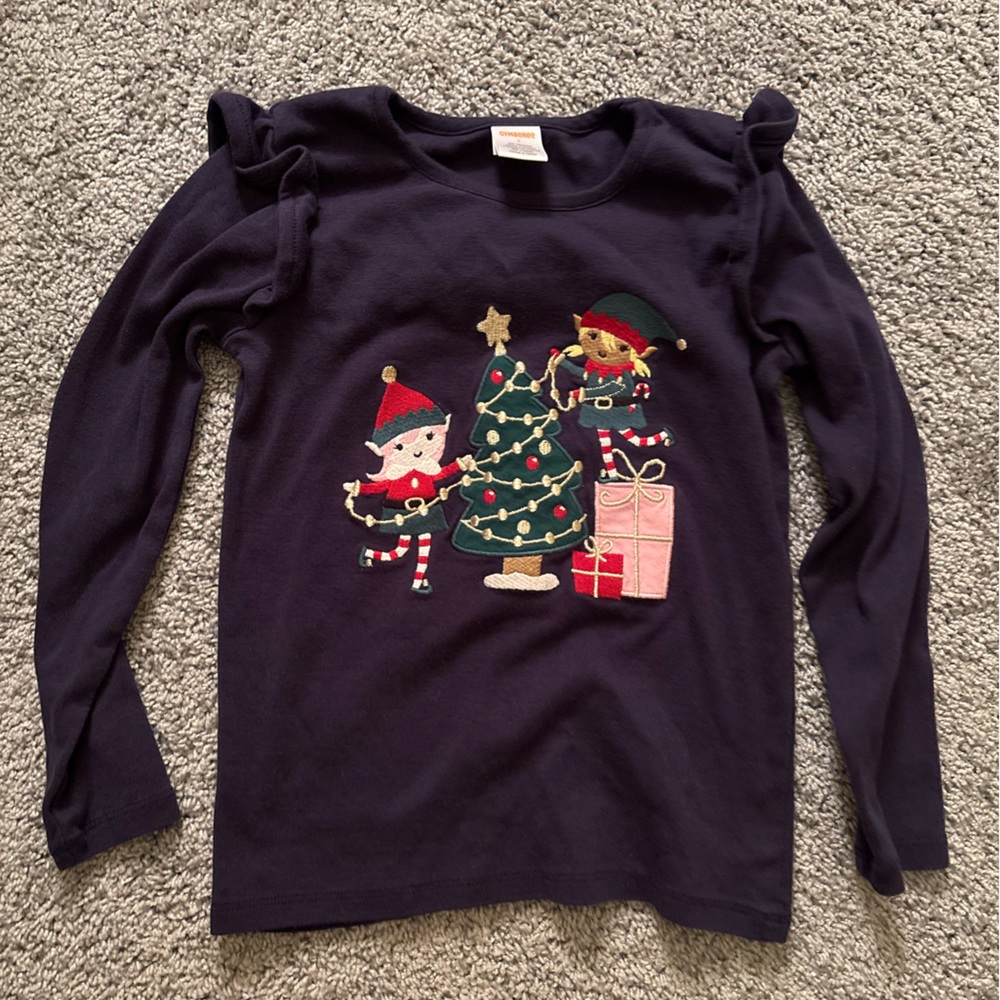 Girls Navy Blue Holiday Shirt